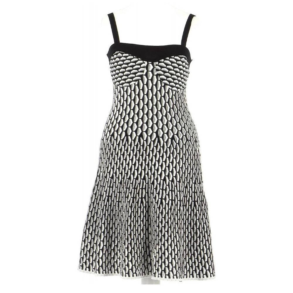 M Missoni Black White Classic Pattern Midi Knit Dress Size US 8